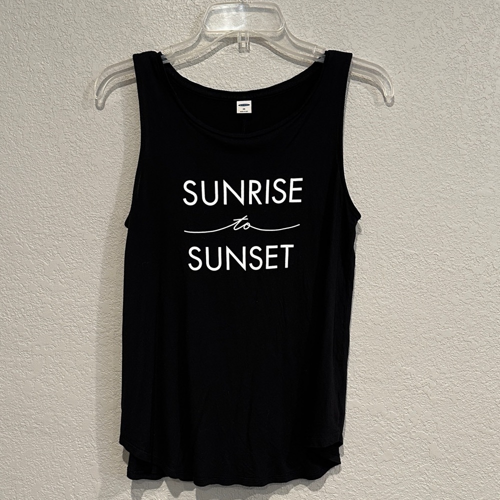 Old Navy Sunrise to Sunset Black Graphic Tank Top